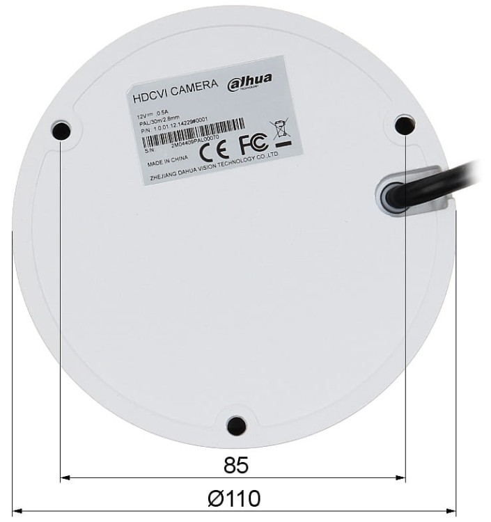 KAMERA WANDALOODPORNA AHD, HD-CVI, HD-TVI, PAL HAC-HDBW1500E-0280B-S2 - 5Mpx 2.8mm DAHUA-1329186