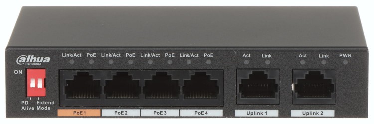 SWITCH POE PFS3006-4ET-60-V2 4-PORTOWY DAHUA-1327664