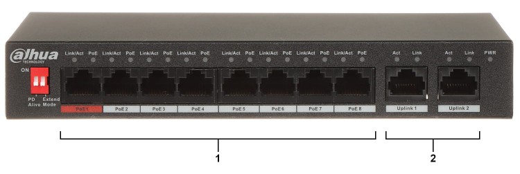 SWITCH POE PFS3010-8ET-96-V2 8-PORTOWY DAHUA-1327401