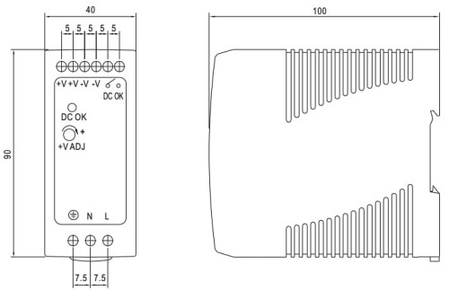 ZASILACZ IMPULSOWY MDR-60-48 MEAN WELL-1336381
