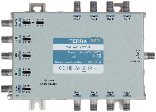 MULTISWITCH MV-508 5 WEJŚĆ / 8 WYJŚĆ TERRA-1341919