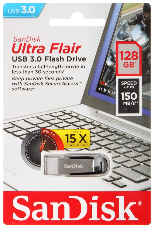 PENDRIVE FD-128/ULTRAFLAIR-SANDISK 128GB USB 3.0 SANDISK-1338383
