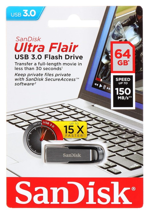 PENDRIVE FD-64/ULTRAFLAIR-SANDISK 64GB USB 3.0 SANDISK-1347545