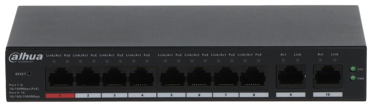 SWITCH POE CS4010-8ET-110 8-PORTOWY DAHUA-1628881