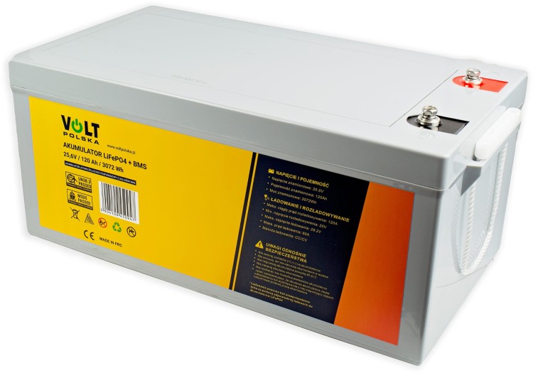AKUMULATOR VOLT POLSKA LITOWO-ŻELAZOWO-FOSFORANOWY LiFePO4 24V 120Ah 120A-1596035