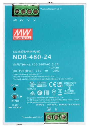 ZASILACZ IMPULSOWY NDR-480-24 MEAN WELL-1663320