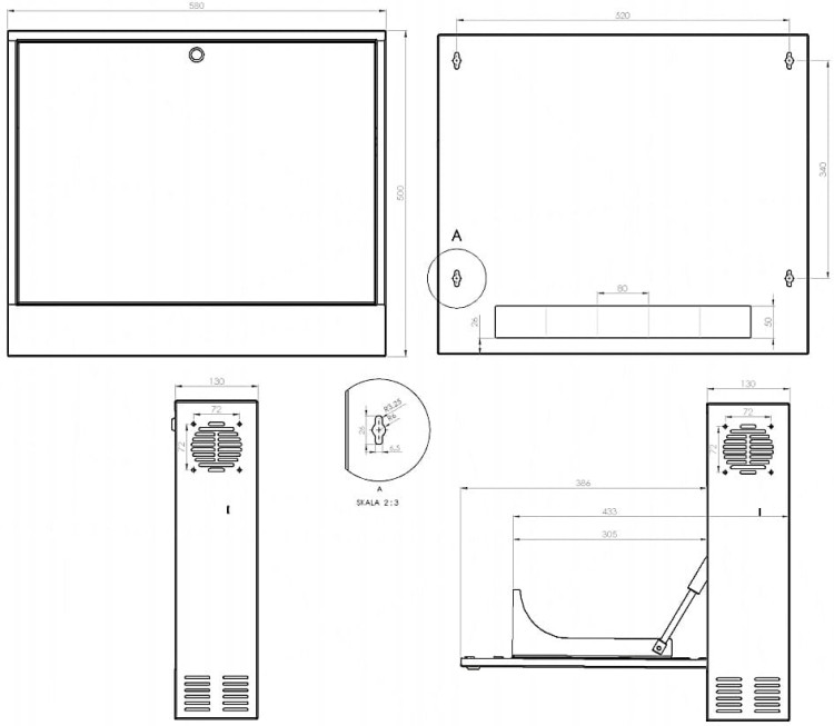 SZAFA RACK WISZĄCA CR19-2U-130-B-1683786