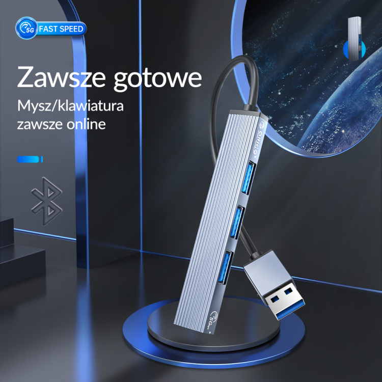 Orico Hub USB-A 5Gbps 3*USB-A, microSD, alu-1636070