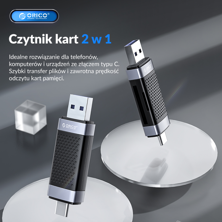 Orico Czytnik kart SD/microSD USB-A/USB-C 2.0-1637589