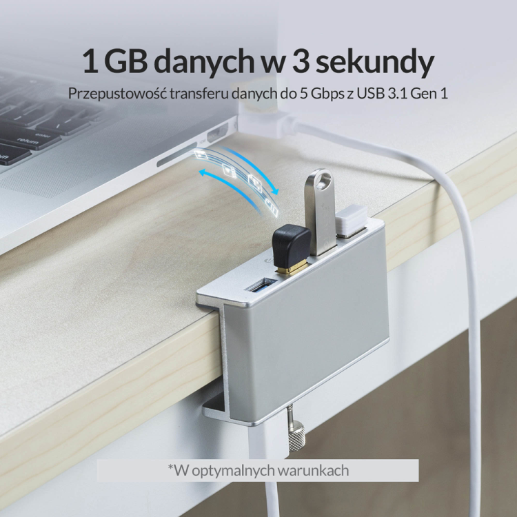 Orico Hub USB biurkowy 4 porty USB-A 5Gbps-1634125