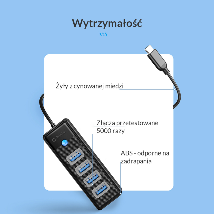 Orico Hub USB-C 4x USB-A 3.1 biały-1654345