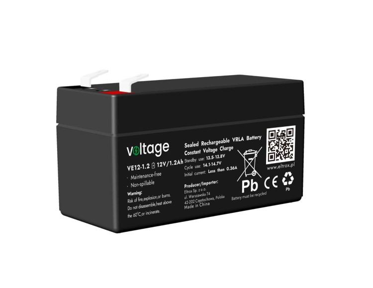 Akumulator AGM Voltage 12V 1,2Ah VE12-1.2 (Żywotność 6-9 lat)-1680796