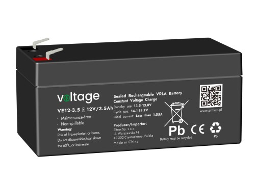 Akumulator AGM Voltage 12V 3,5Ah VE12-3.5 (Żywotność 6-9 lat)-1680798