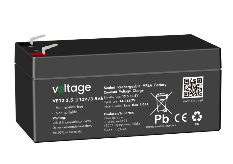 Akumulator AGM Voltage 12V 3,5Ah VE12-3.5 (Żywotność 6-9 lat)-1680798