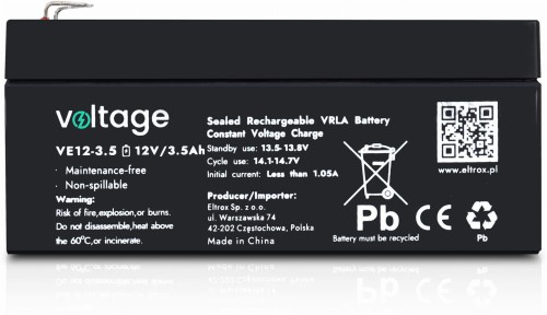 Akumulator AGM Voltage 12V 3,5Ah VE12-3.5 (Żywotność 6-9 lat)-1685409