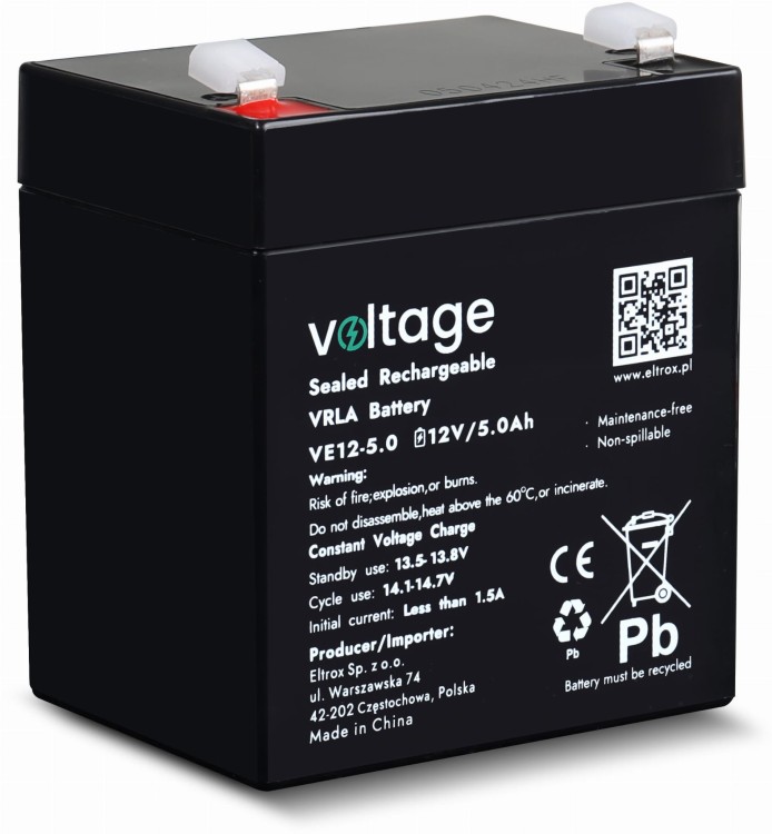 Akumulator AGM Voltage 12V 5Ah VE12-5.0 (Żywotność 6-9 lat)-1685681