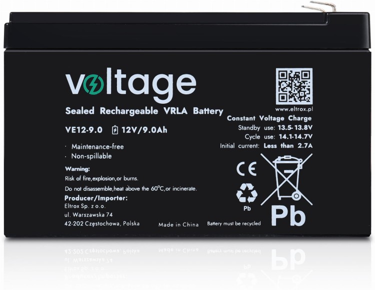 Akumulator AGM Voltage 12V 9Ah VE12-9.0 (Żywotność 6-9 lat)-1761922