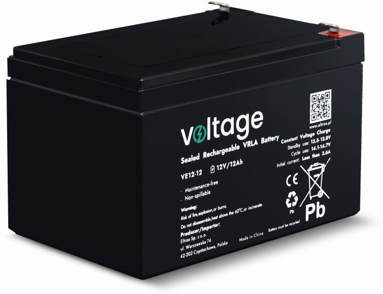 Akumulator AGM Voltage 12V 12Ah VE12-12 (Żywotność 6-9 lat)-1761917