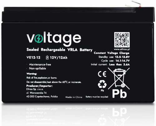 Akumulator AGM Voltage 12V 12Ah VE12-12 (Żywotność 6-9 lat)-1761919