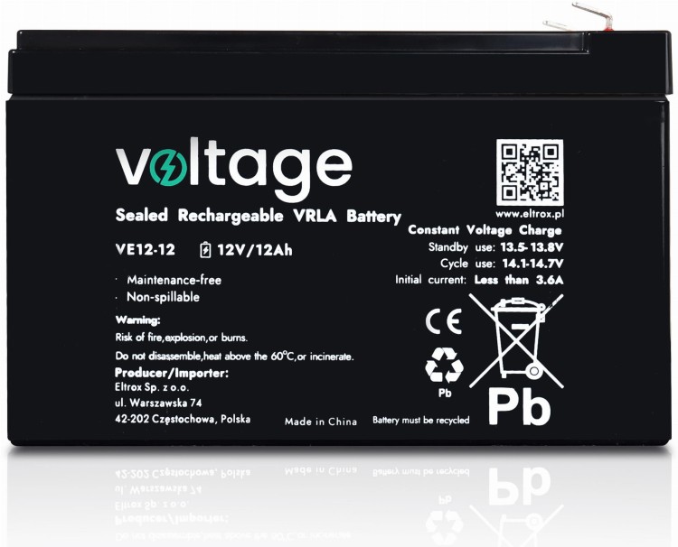 Akumulator AGM Voltage 12V 12Ah VE12-12 (Żywotność 6-9 lat)-1685415