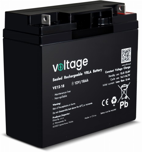 Akumulator AGM Voltage 12V 18Ah VE12-18 (Żywotność 6-9 lat)-1685410