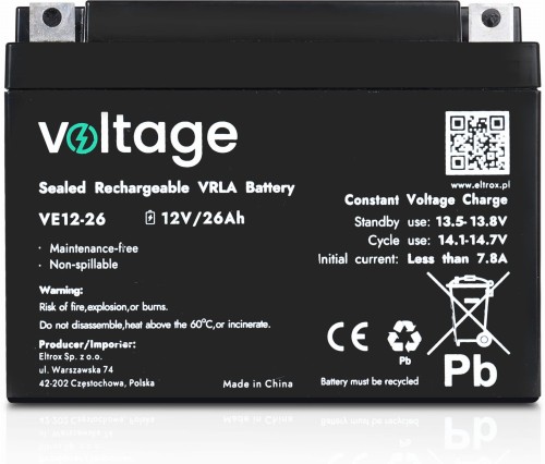 Akumulator AGM Voltage 12V 26Ah VE12-26 (Żywotność 6-9 lat)-1685686