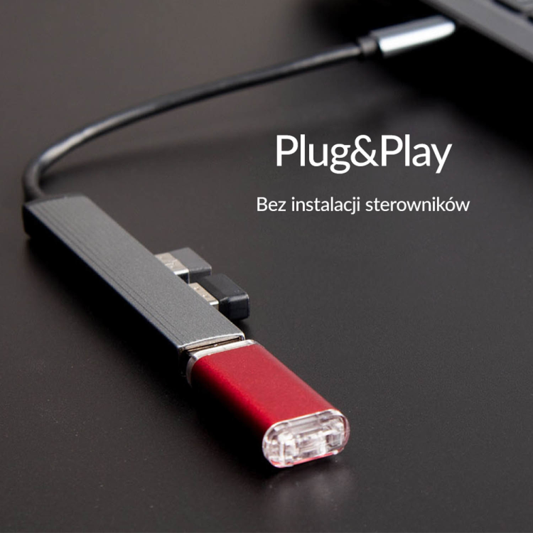 Orico Hub USB 5Gbps 1*USB-A 3.1, 3*USB-A 2.0, aluminiowy-1782170