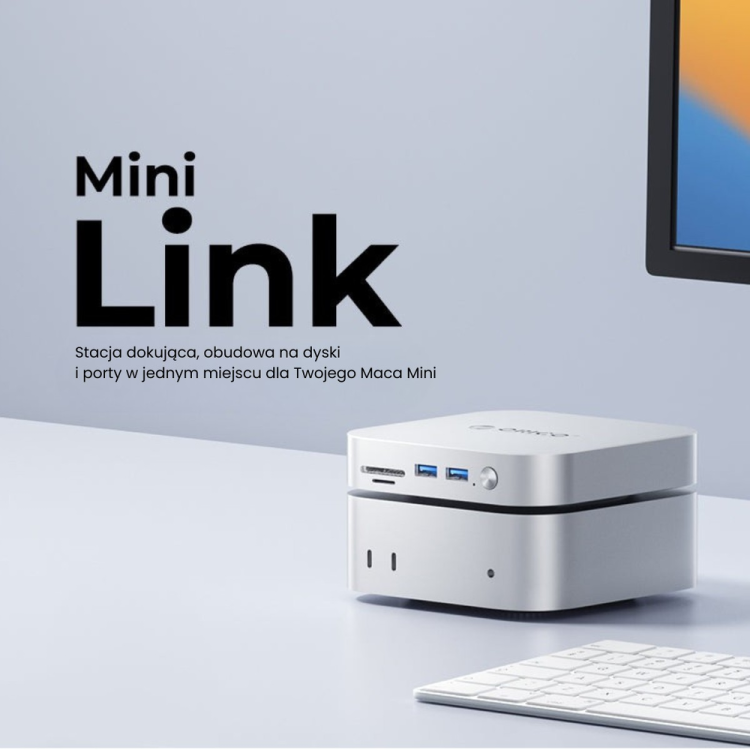 Orico Stacja dokująca do MacMini M4, USB-C 10 Gbps, z obudową M.2 NVMe, metalowa-1808320