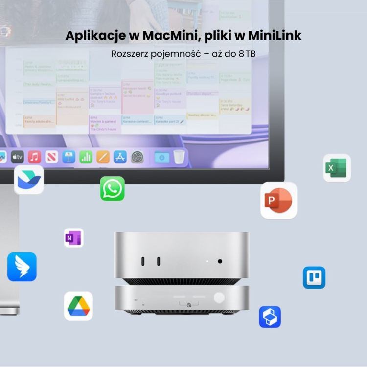 Orico Stacja dokująca do MacMini M4, USB-C 10 Gbps, z obudową M.2 NVMe, metalowa-1808322