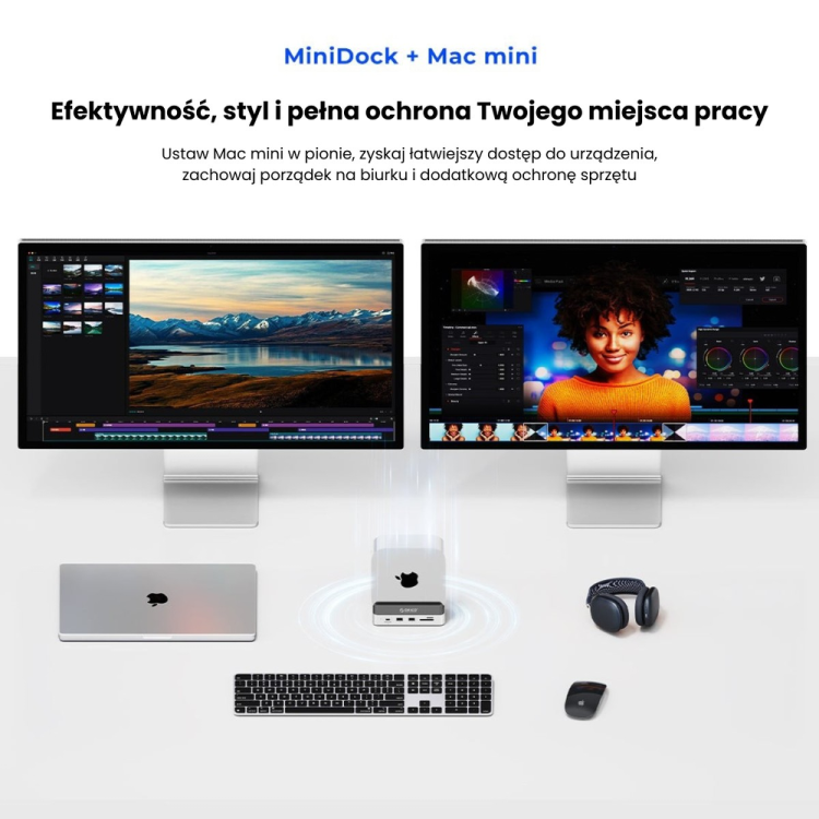 Orico Stacja dokująca do MacMini M4, USB-C 10 Gbps, z obudową M.2 NVMe, pionowa, metalowa-1808346