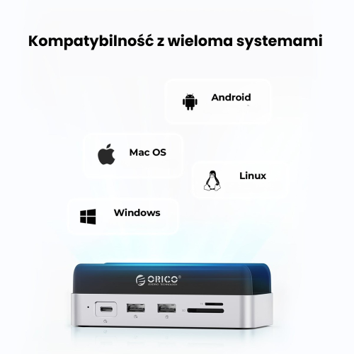 Orico Stacja dokująca do MacMini M4, USB-C 10 Gbps, z obudową M.2 NVMe, pionowa, metalowa-1808348