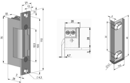 Elektrozaczep symetryczny z blokadą SCOT ES-S12AC/DC-B PROFI-1594725