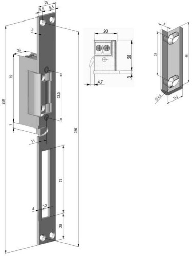 Elektrozaczep symetr.,rewers. z sygnalizacją SCOT ES-S12DC-RS PROFI-1501962
