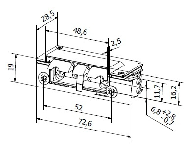 Elektrozaczep HARTTE XS00U-C seria XS 12-24V AC/DC niskoprądowy z wyślizgiem-1565671