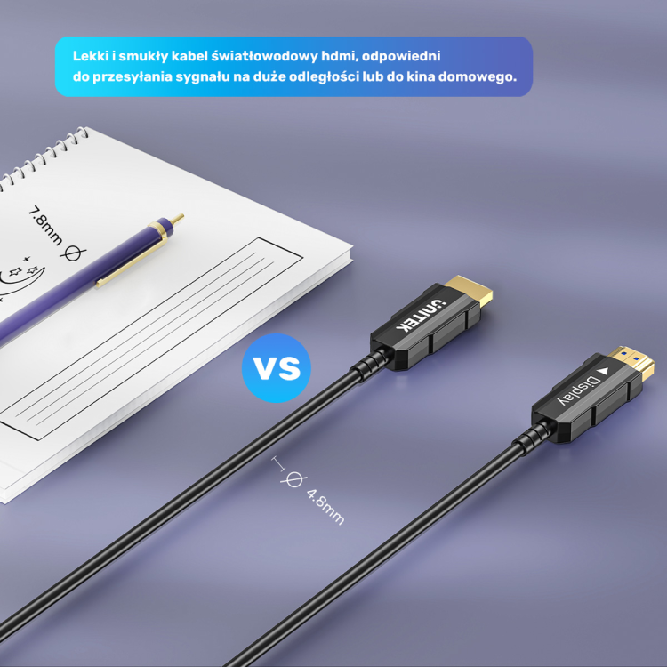 Unitek Kabel optyczny HDMI 2.0 AOC 4K 60Hz 12 m-1787763