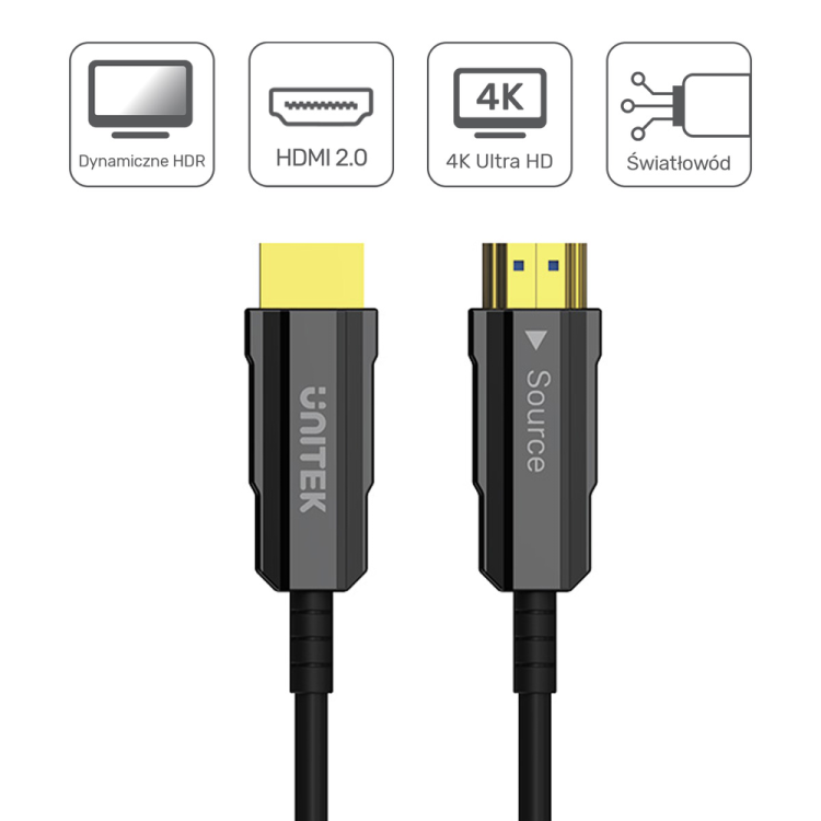 Unitek Kabel optyczny HDMI 2.0 AOC 4K 60Hz 10 m-1637787