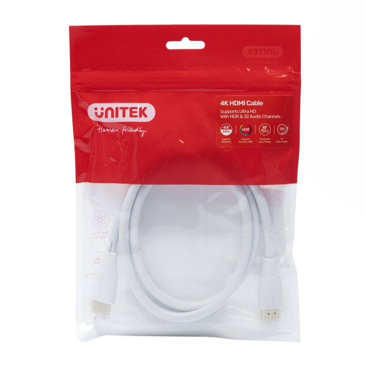 Unitek Kabel HDMI 2.0 4K biały 1m-1783653