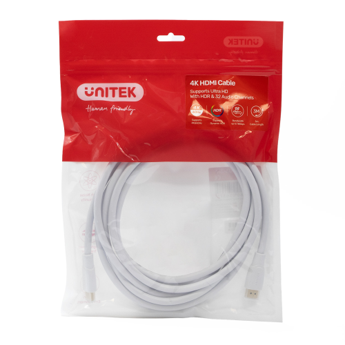 Unitek Kabel HDMI 2.0 4K biały 3m-1783688