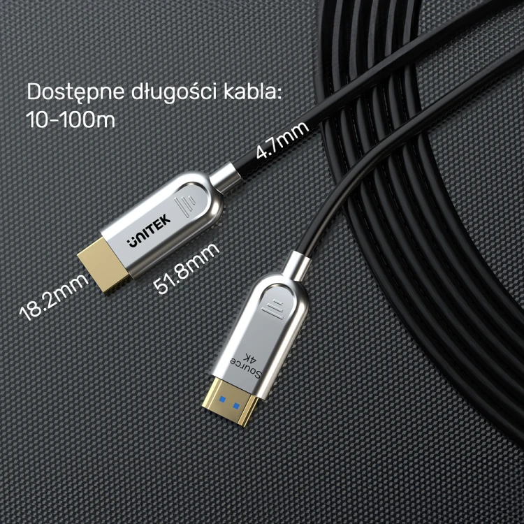 Unitek Kabel optyczny HDMI 2.0 AOC 4K 60Hz 20 m-1787221