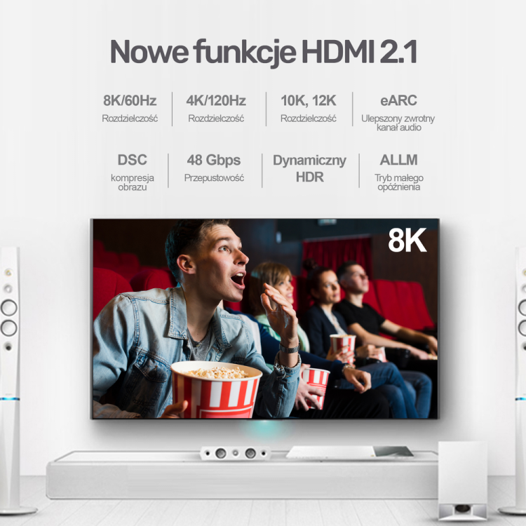 Unitek przewód HDMI 2.1 8K, UHD, 2M - C138W-1632905