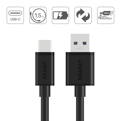 Unitek przewód USB-A 2.0 - USB-C 1,5m C14067BK-1632539
