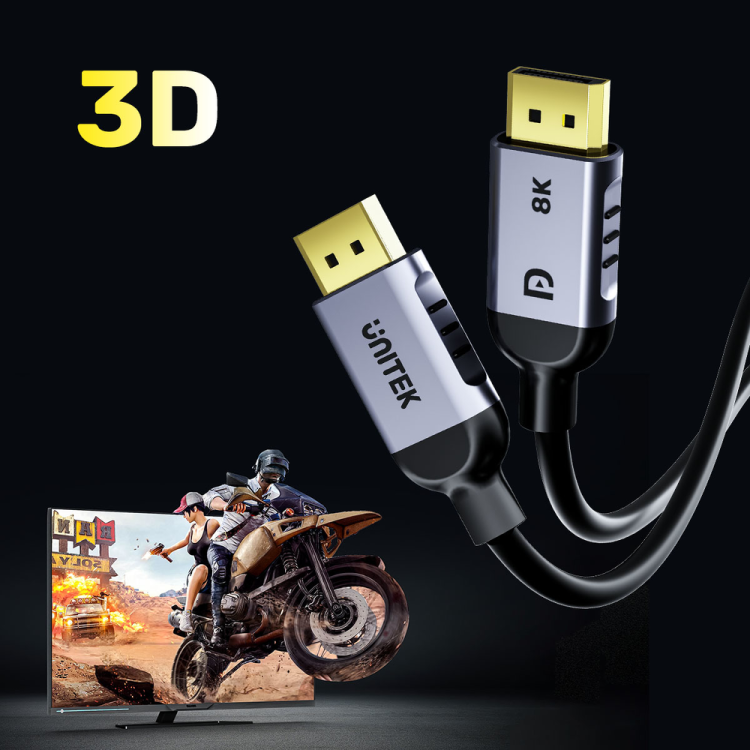 Unitek kabel DisplayPort 1.4 8k 60hz, 4k 240hz, HDR, HDCP 2.3, DSC 1.2, 2m-1782111