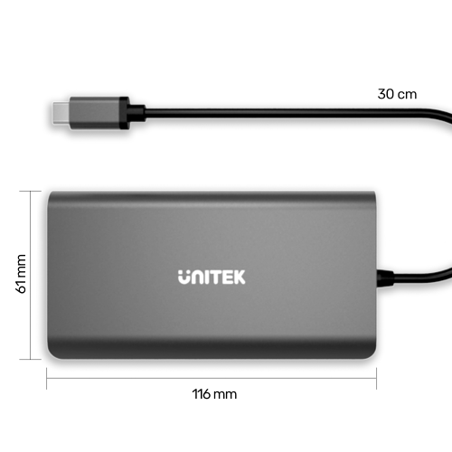 Unitek Hub USB-C 3.1 8w1 z Power Delivery 100W-1525417