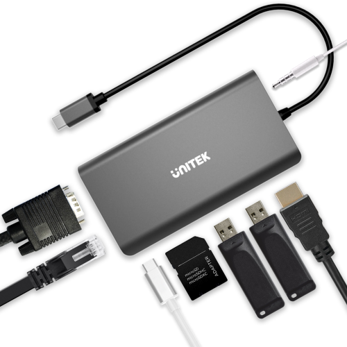 Unitek Hub USB-C 3.1 8w1 z Power Delivery 100W-1525419