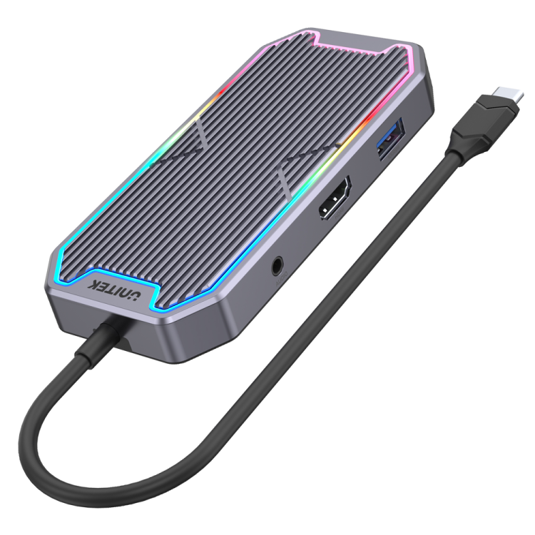 Unitek Hub USB-C HDMI RJ45 3,5mm audio 100W 10Gbps-1276958