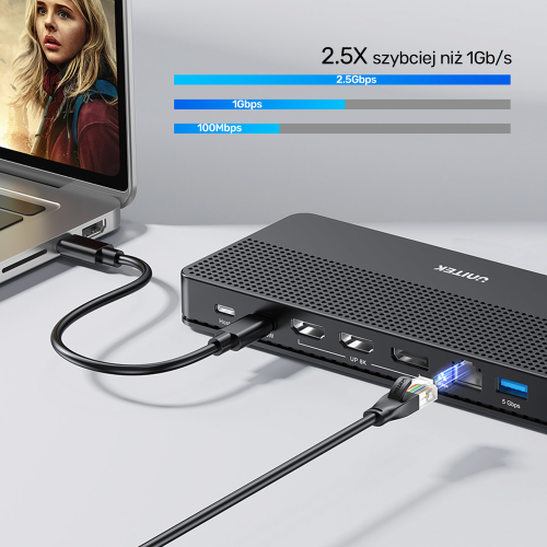 Unitek Stacja dokująca 13w1 MST HDMI DP 8K PD 100W-1781336