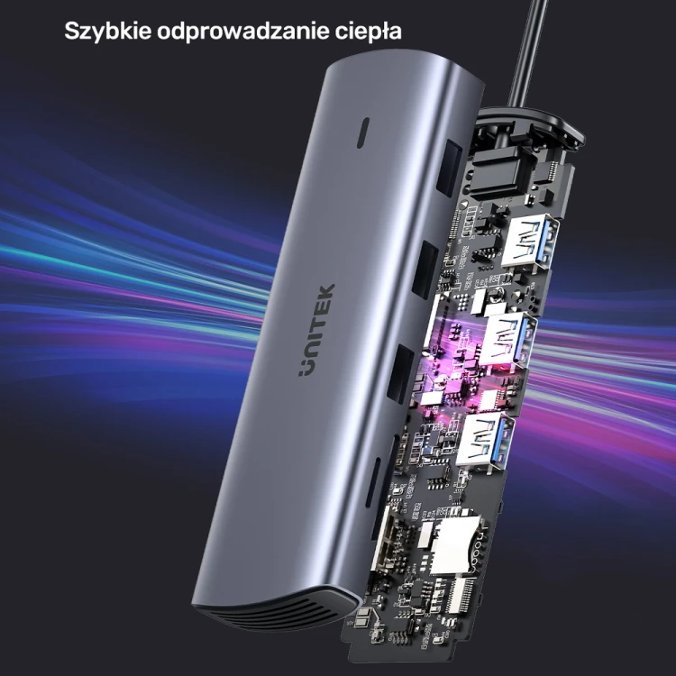 Unitek Hub 9w1 USB C Gigabit Ethernet HDMI VGA 3x USB A czytnik kart PD 100W-1782193