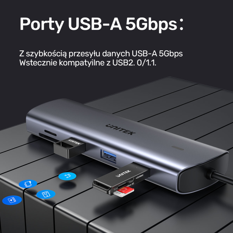 Unitek Hub 9w1 USB C Gigabit Ethernet HDMI VGA 3x USB A czytnik kart PD 100W-1782180