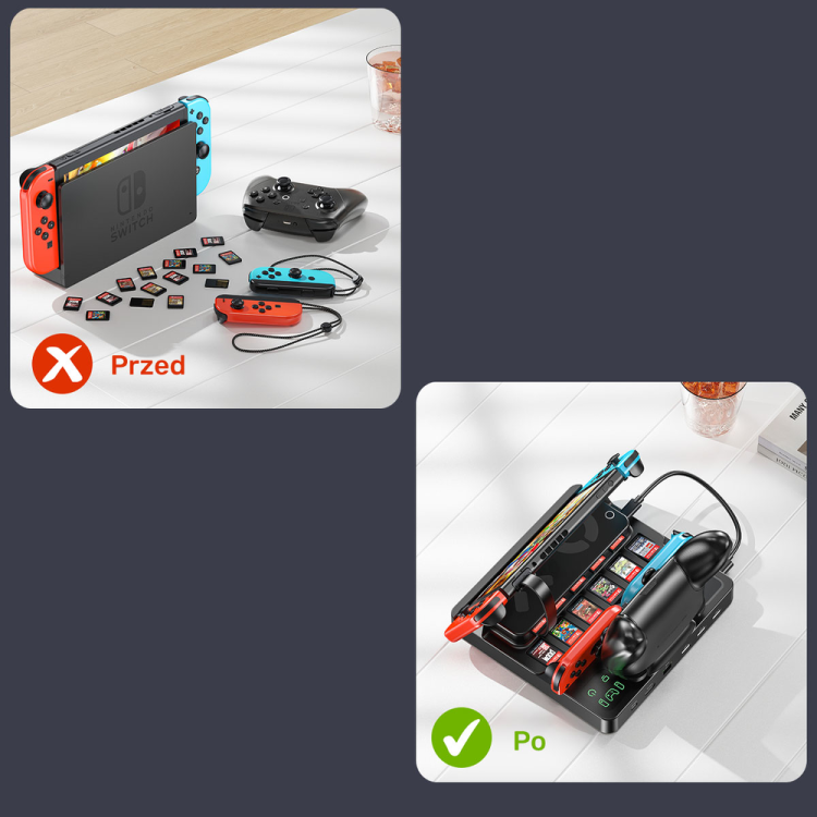 Unitek stacja ładująca Switch z przełącznikiem i czytnikiem kart do gier-1786035