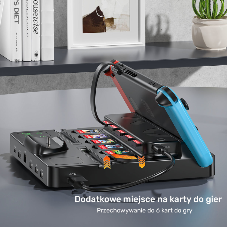Unitek stacja ładująca Switch z przełącznikiem i czytnikiem kart do gier-1786041